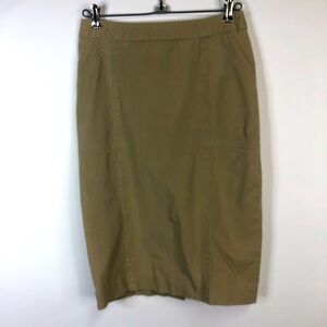 Body by Victoria long khaki straight skirt button back vent detail size 0